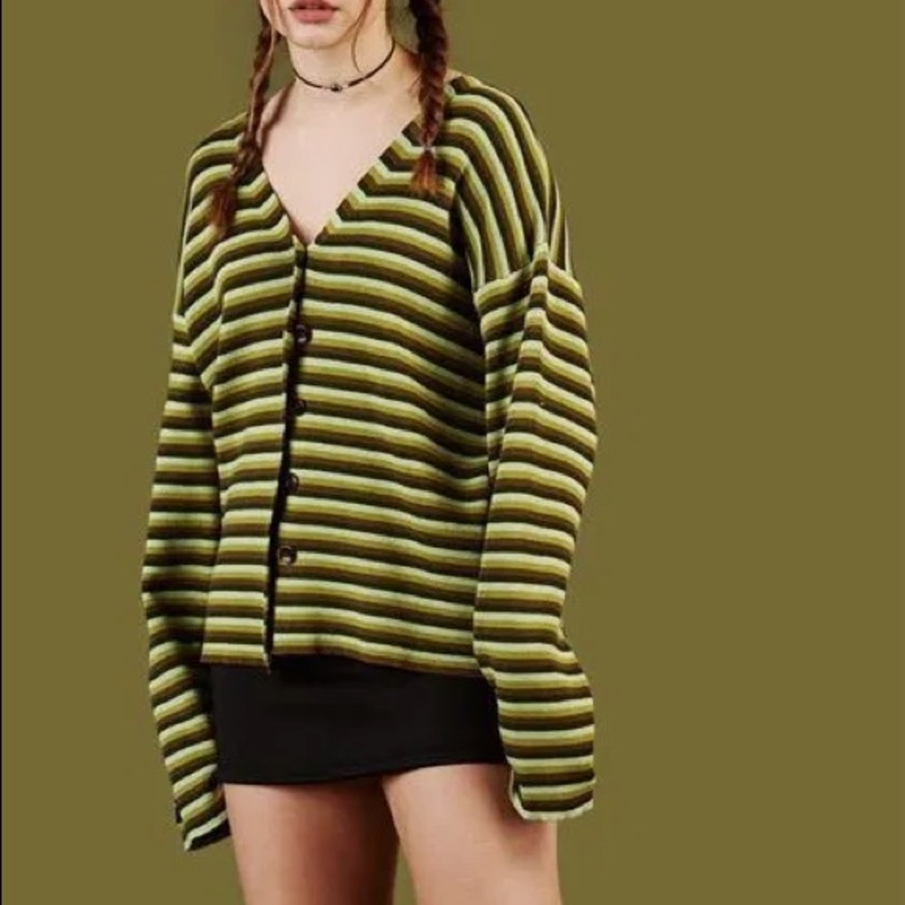 Avocado green unif cardigan
